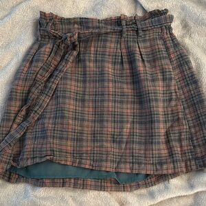 American Eagle Outfitters Pink and Gray Plaid Mini Skirt